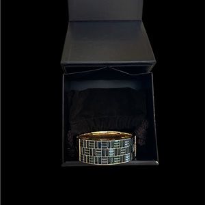 Michael Kors gold and blue hinged bangle